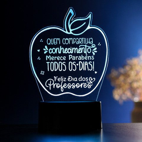 Luminária Led - Maça com frase Dia dos Professores