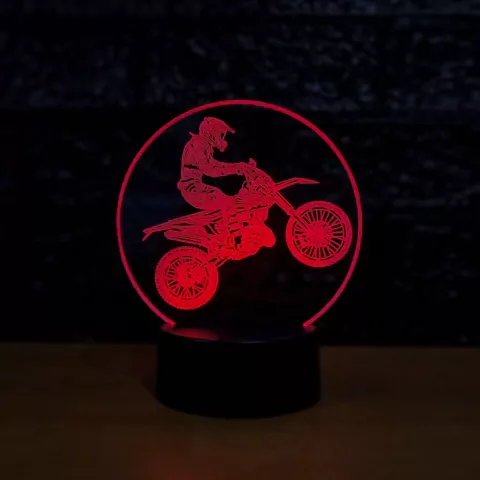 Luminária De Mesa Led 3D | Motocross Empinando