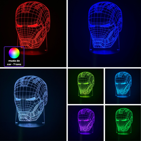 Luminária De Mesa Led 3D | Homem de Ferro Busto - Marvel