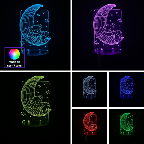 Luminária De Mesa Led 3D | Ursinho Dorminhoco - loja online