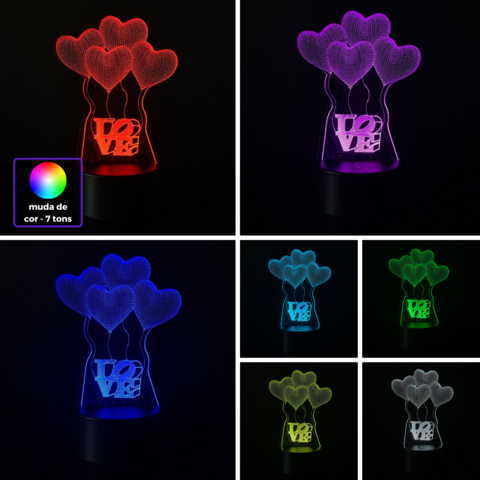 Luminária De Mesa Led 3D | Love - Amor