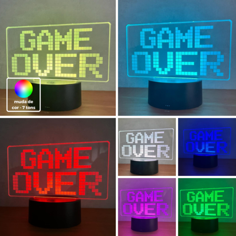 Luminária Led 3D | Game Over