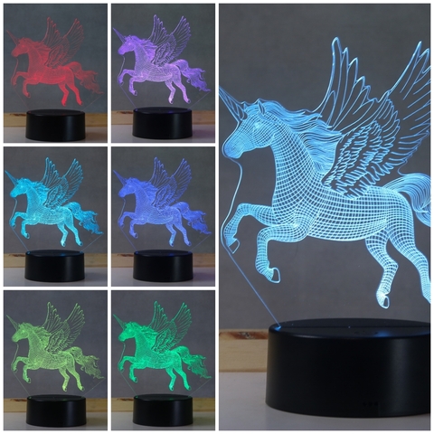 Luminária De Mesa Led 3D | Unicórnio