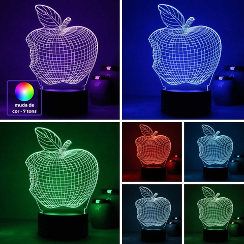 Luminária De Mesa Led 3D | Maça - Nutricionista