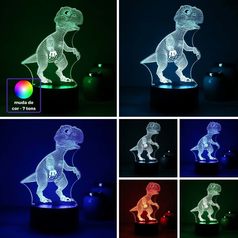 Luminária Dinossauro - T-Rex | Led 3d