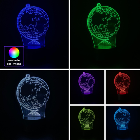 Luminária De Mesa Led 3D | Globo Terrestre