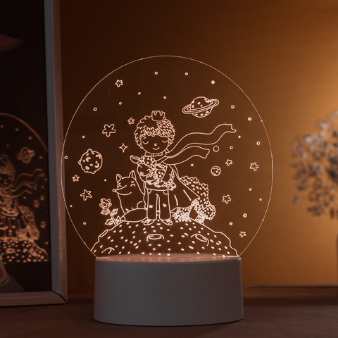 Luminária De Mesa Led 3D | O Pequeno Príncipe - Redondo