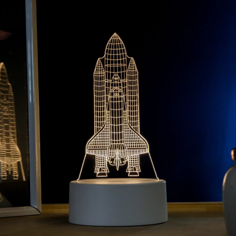 Luminária De Mesa Led 3D | Foguete Espacial