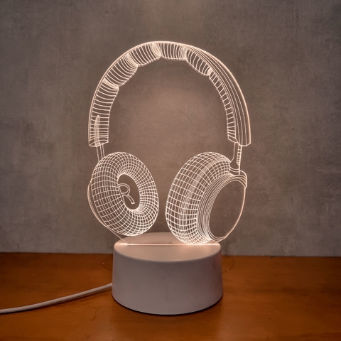 Luminária De Mesa Led 3D | Fone de Ouvido - Headset na internet