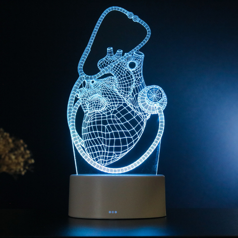 Luminária Led Corpo Humano - Coração com Estetoscópio