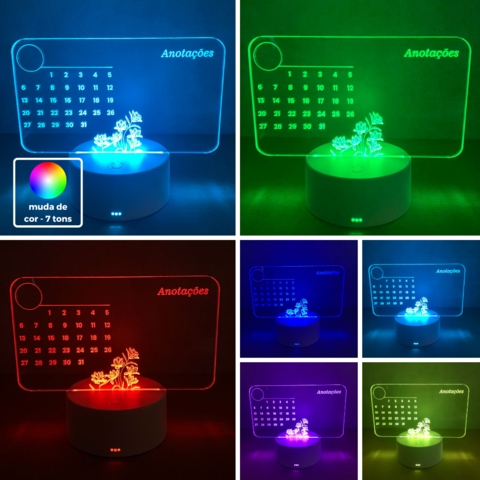 Luminária De Mesa Led 3D | Calendário de Escrever + Caneta - loja online