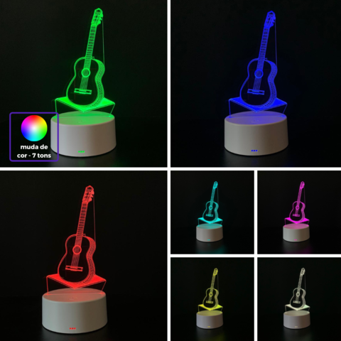 Luminária De Mesa Led 3D | Violão - loja online