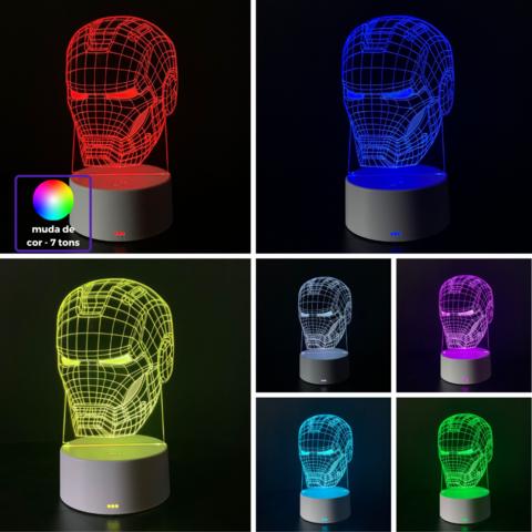 Luminária De Mesa Led 3D | Homem de Ferro Busto - Marvel - loja online