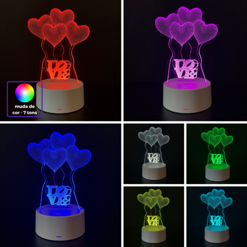 Luminária De Mesa Led 3D | Love - Amor - loja online
