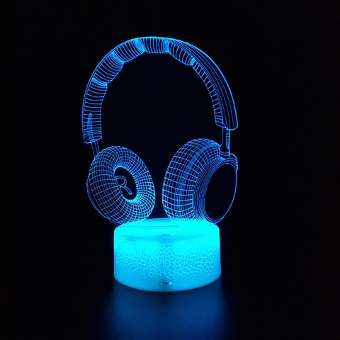 Luminária De Mesa Led 3D | Fone de Ouvido - Headset - loja online