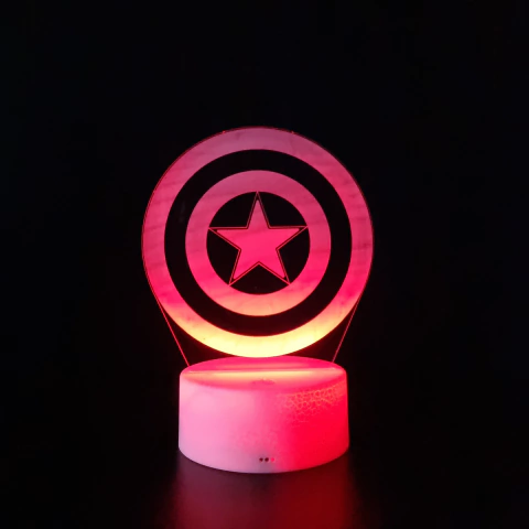 Luminária De Mesa Led 3D | Capitão América Logo na internet