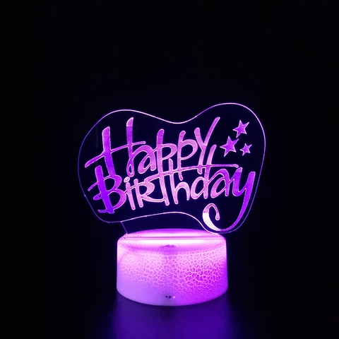 Luminária De Mesa Led 3D | Happy Birthaday - Feliz Aniversário