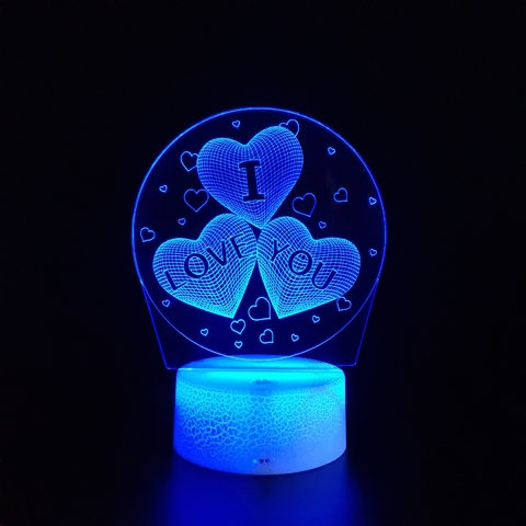 Luminária De Mesa Led 3D | I Love You - Eu Te Amo - PopLumos