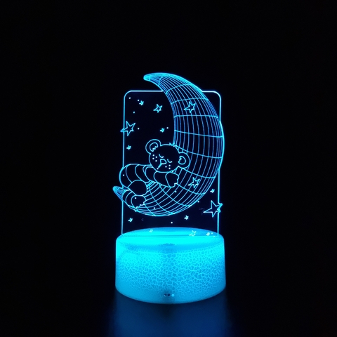 Luminária De Mesa Led 3D | Ursinho Dorminhoco