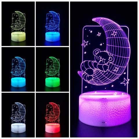 Luminária De Mesa Led 3D | Ursinho Dorminhoco na internet