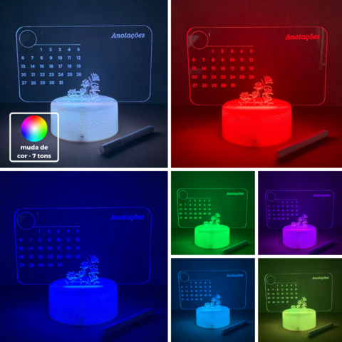 Luminária De Mesa Led 3D | Calendário de Escrever + Caneta - comprar online
