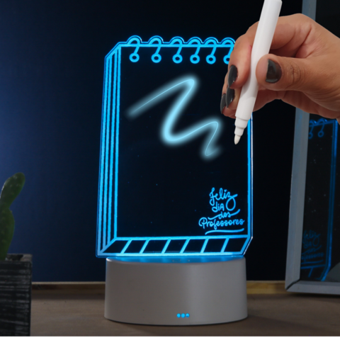 Luminária Led - Lousa Bloco de notas Dia do Professor com canetinha
