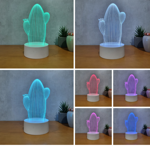 Luminária de Mesa Led 3D | Cacto - Planta