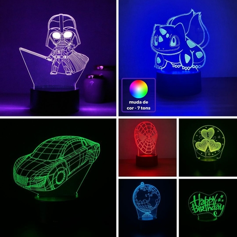 Atacado Luminária - Qualquer modelo do catálogo, Iluminação 7 cores (base B1)