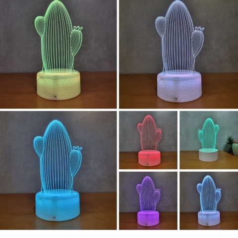 Luminária de Mesa Led 3D | Cacto - Planta - loja online