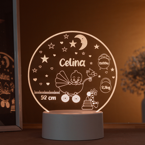 Luminária Personalizada Nascimento do Bebê