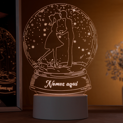 Luminária Led - Casal no Globo - Personalize com os nomes