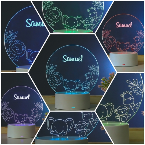 Luminária de mesa Led - Personalizado Safari com NOME