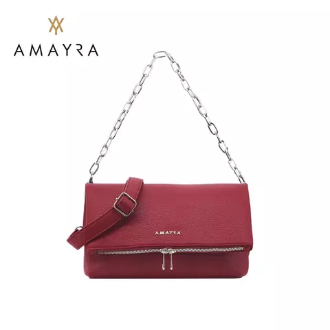 Cartera Bandolera con Cadena y Tapa con Cierre División Amayra