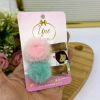 Hair Clips Pompom Rosa/Verde