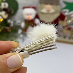 Hair Clips Pompom/Branco - comprar online