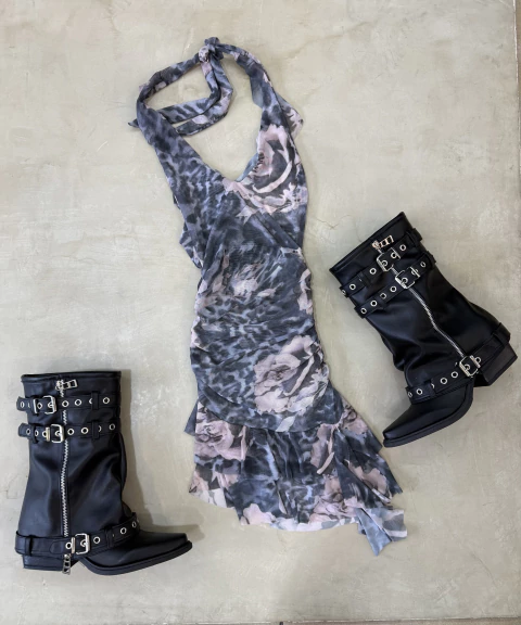 vestido volado Mia gris $28900 en efectivo - comprar online