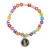 Pulseira Infantil flores Coloridas e Medalha Anjo da Guarda