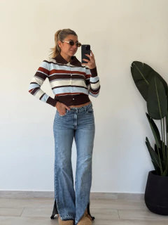 cardigan rayado - botones