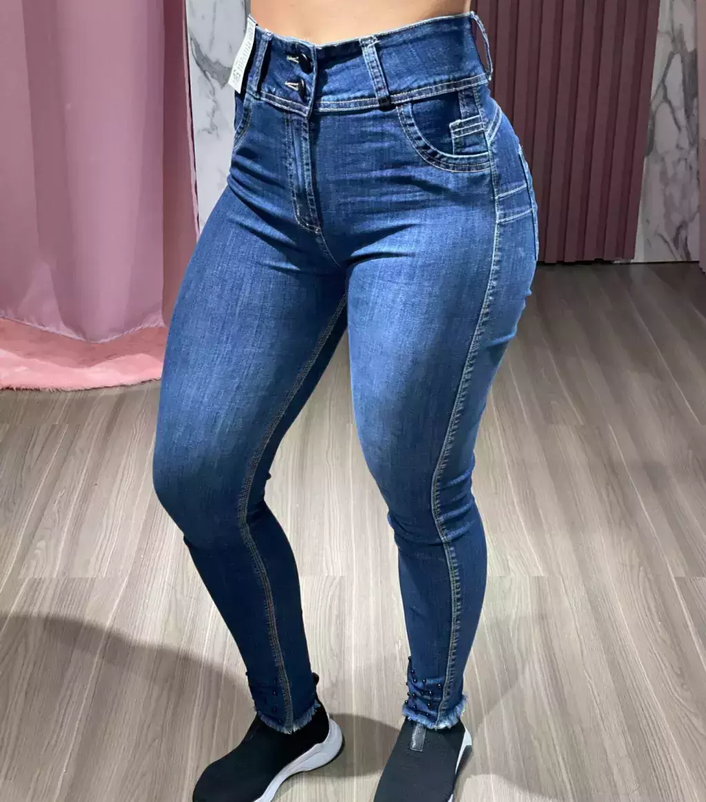 TRIP JEANS Calça boa viagem botões couro