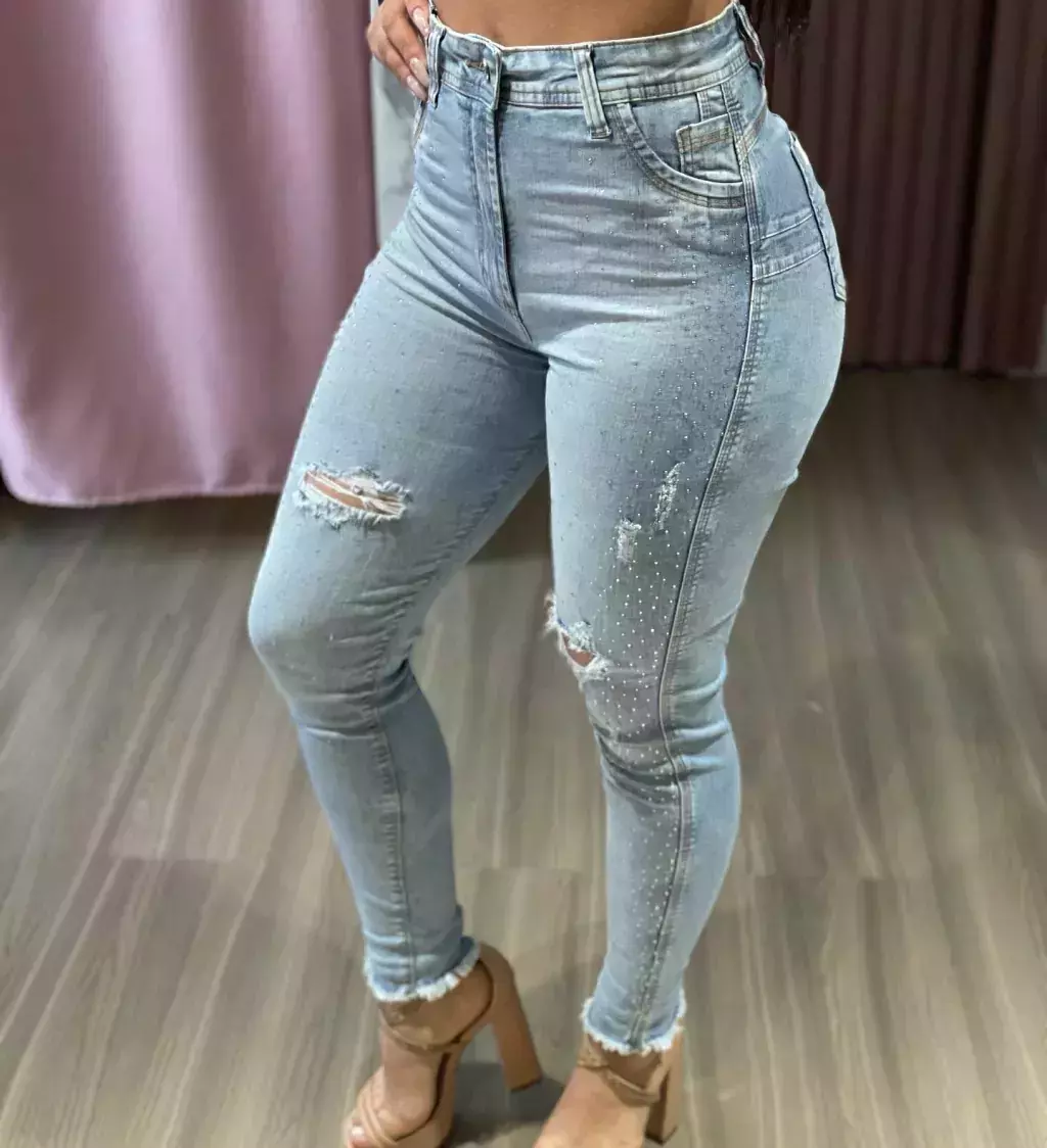 TRIP JEANS Calça copacabana com strass