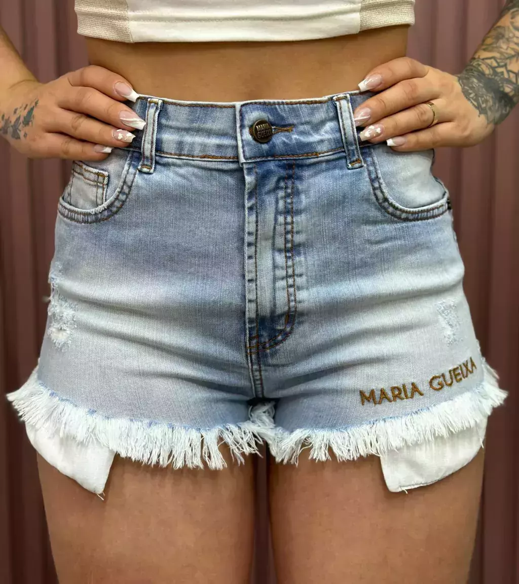 MARIA GUEIXA Short jeans destroyed logo