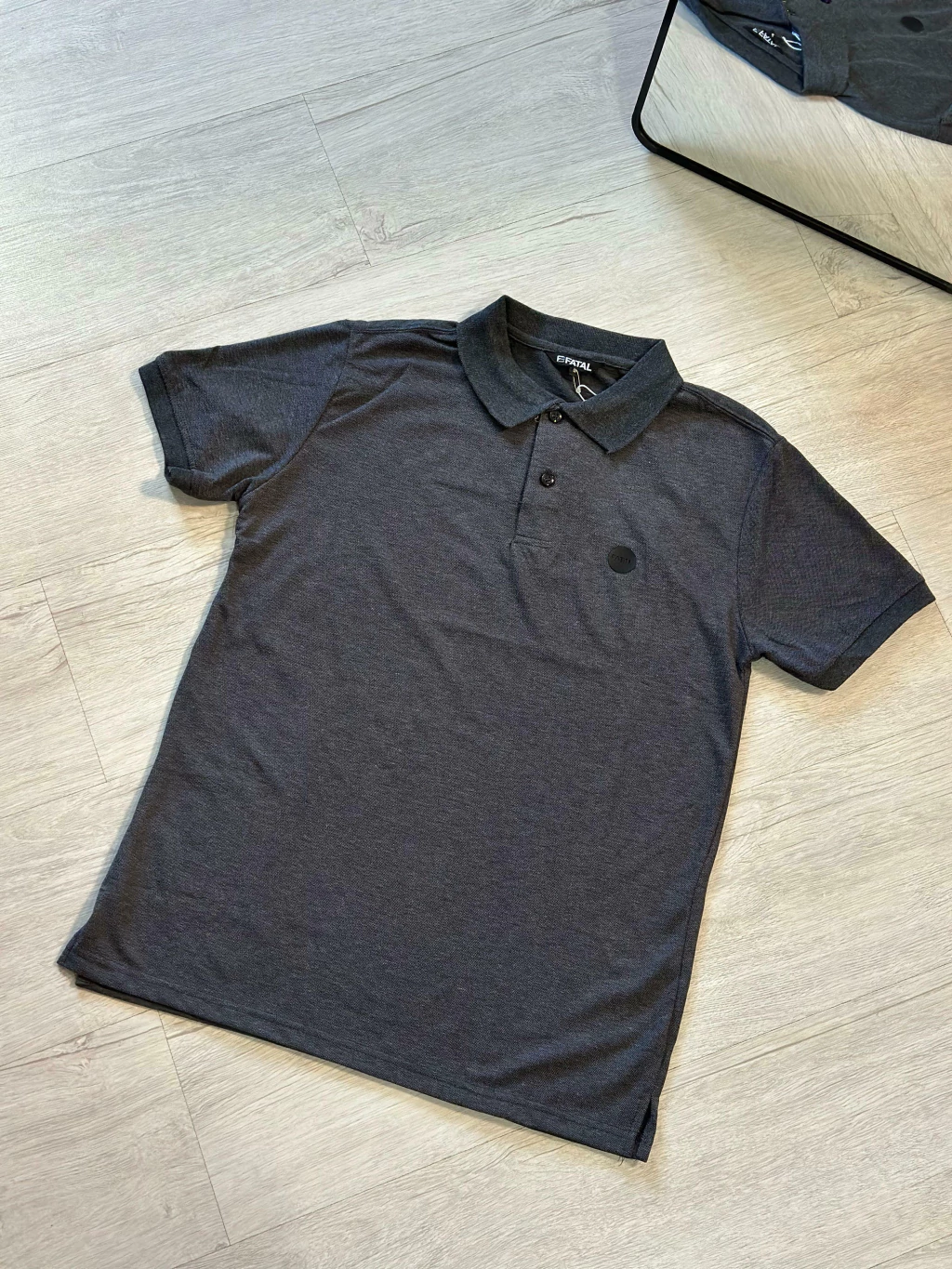 Camisa Polo Fatal Piquet Preta Mescla