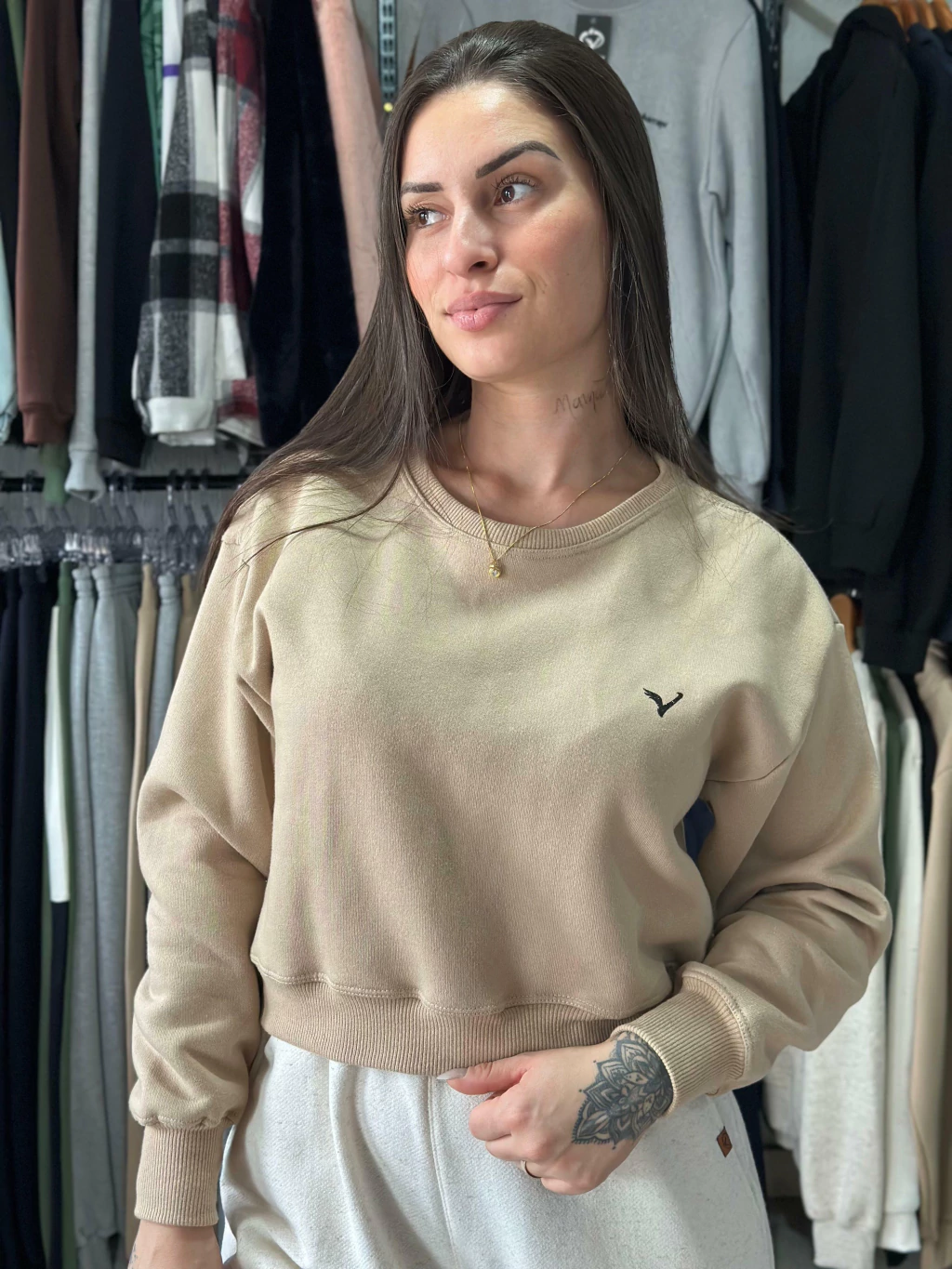 Moletom Careca Feminino Vanton Bege