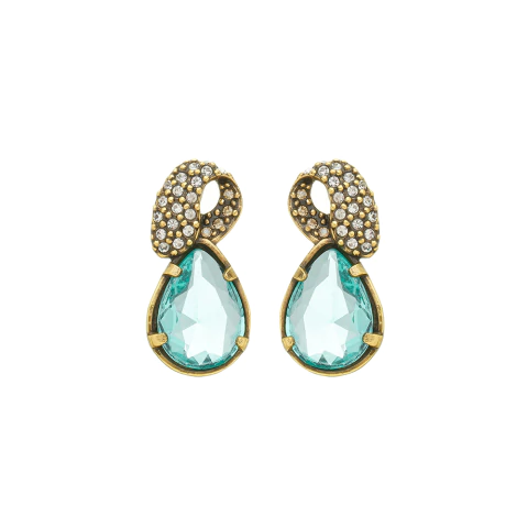 Brinco Gota Cristal Iara Ouro Velho | Estela Geromini - comprar online