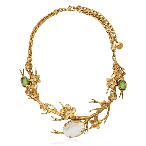 Colar Curto Cristal Floral Orégano Ouro Velho | Camila Klein