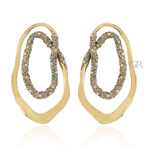 Brinco Pérolas e Cristais Ouro Vintage | Nino Bran - comprar online