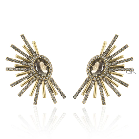 Brinco Cristal Oval e Cristais Ouro Vintage | Nino Bran - comprar online