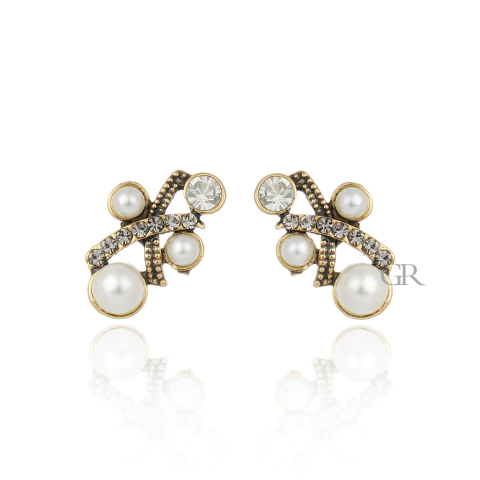 Brinco Pérolas e Cristais Ouro Vintage | Nino Bran - comprar online