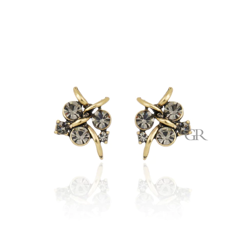Brinco Cristais Black Diamond Ouro Vintage | Nino Bran - comprar online