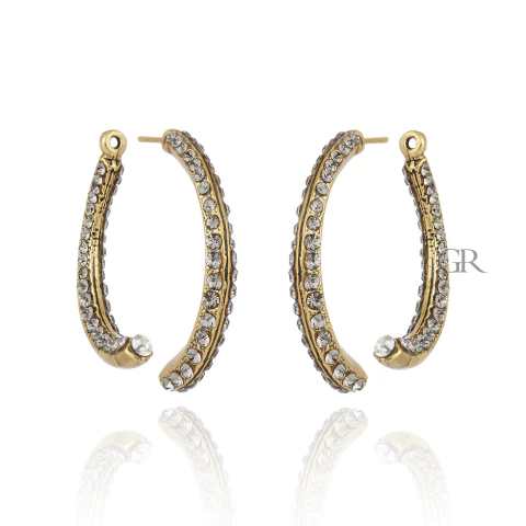 Brinco Front Back (modular - dois em um) Cristais Ouro Vintage | Nino Bran - comprar online